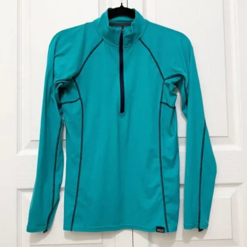 Women Patagonia Half Zip Capilene Power Dry Base Layer in Teal Size Small